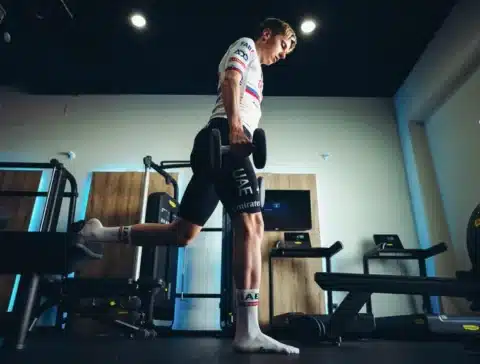 Tadej Pogačar at the gym
