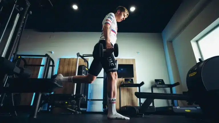Tadej Pogačar at the gym