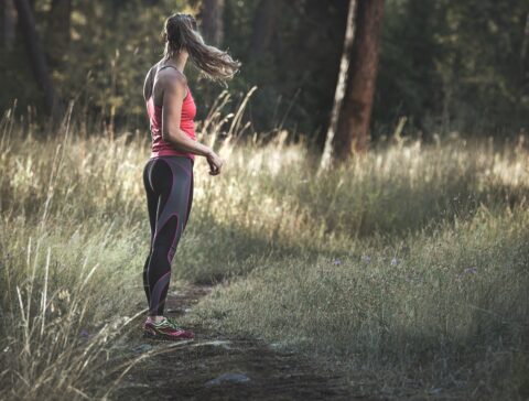 girl, running, health, fitness, exercise, jogging, woman, people, grass, forest, woods, nature, outdoors, gray health, gray fitness, gray exercise, gray grass, gray running, gray workout, gray run