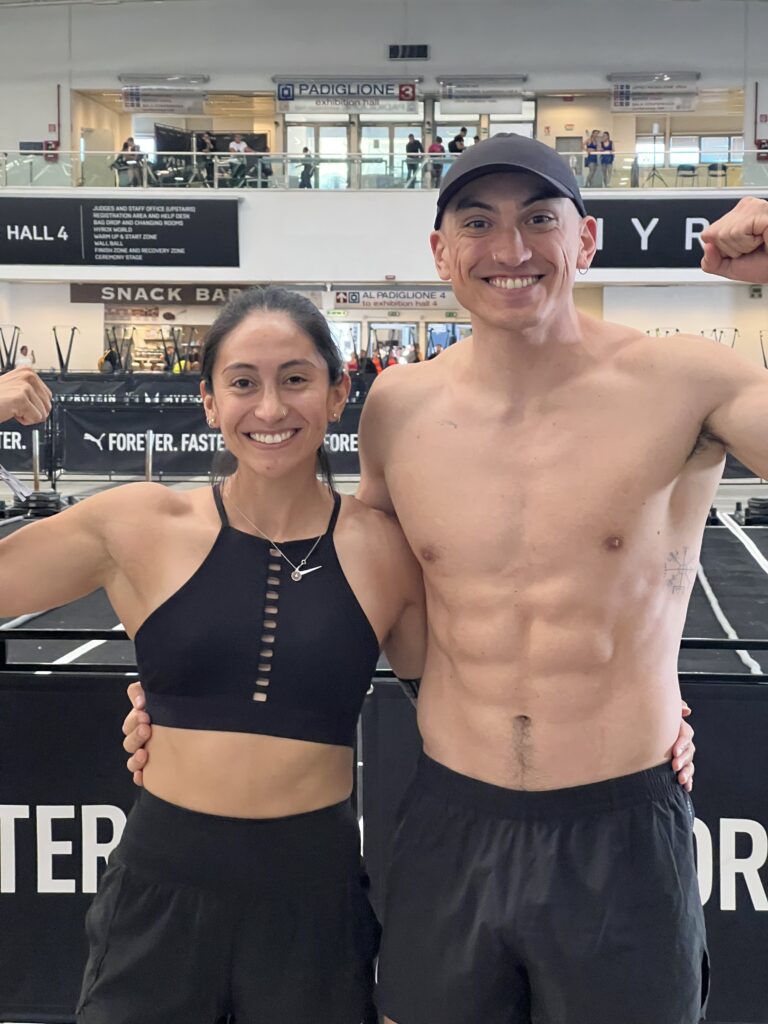 Camila Mejías y Bruno Pablo. Hyrox Roma 2025.